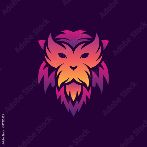 purple lion logo design template