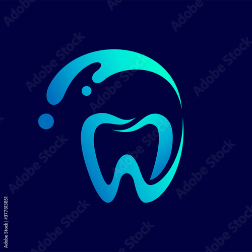 tooth and water splash for dental care logo design