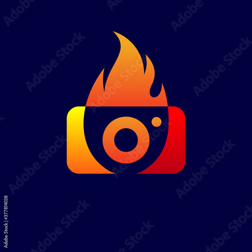 camera and fire logo design
