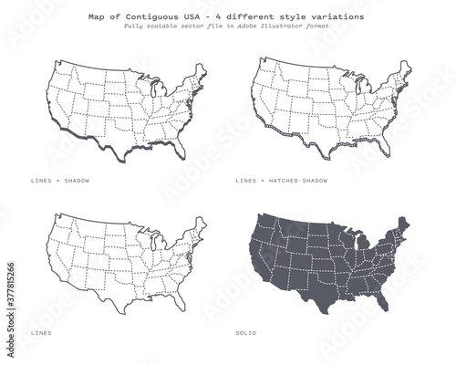 Map of USA - Contiguous States - Vector Map Illustration