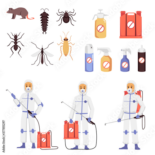 Prevention, control and destruction of insects and rodents a set of vector icons