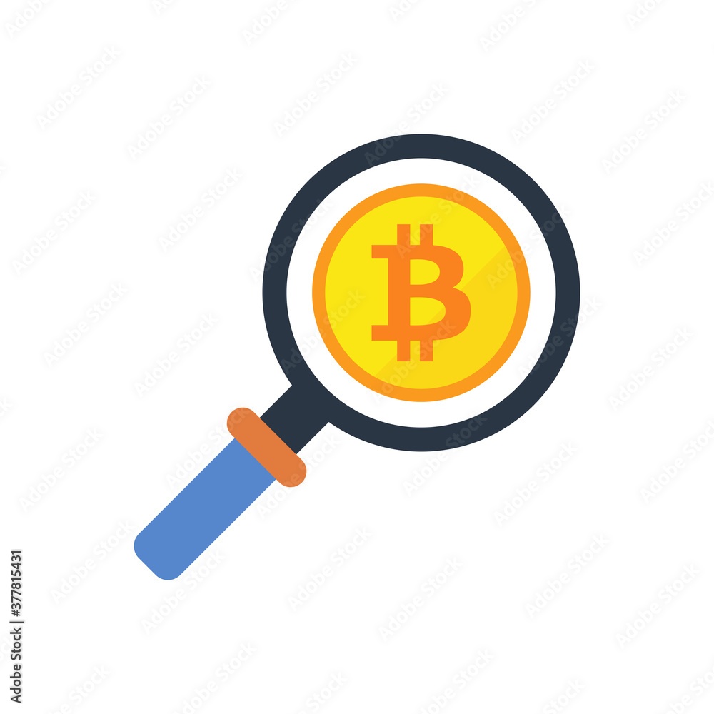 Bitcoin coin search icon Bitcoin coin search icon