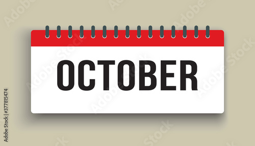 Vector icon day calendar, autumn month October