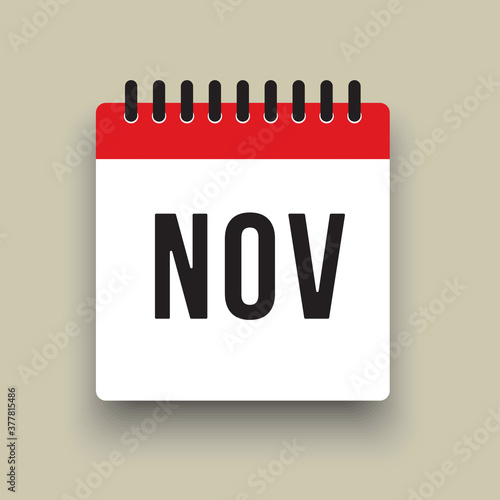 Vector icon day calendar, autumn month November