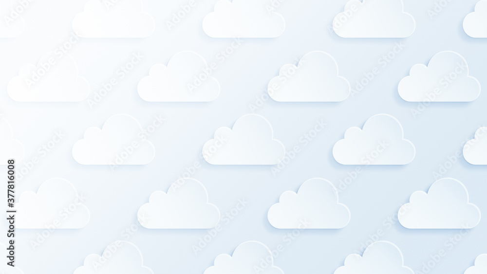 Many white clouds on light blue background. Modern and trendy conceptual abstract background in 4k resolution. Many white clouds on light blue background. Modern and trendy conceptual abstract background in 4k resolution.