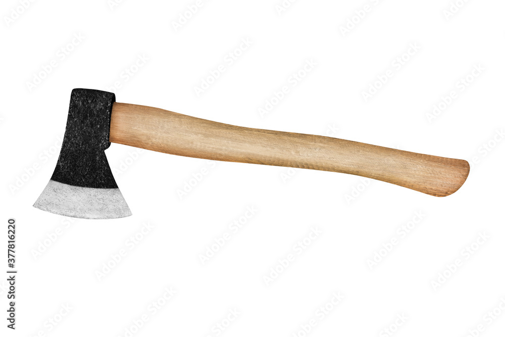 ax with wooden handle isolated on white background with clipping path included. ax with wooden handle isolated on white background with clipping path included.
