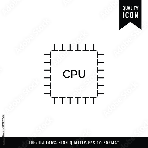 CPU black color of flat simple icon. Web apps security Kit illustration vector of the mobile application. The modern style of design. Line single minimalistic sign
