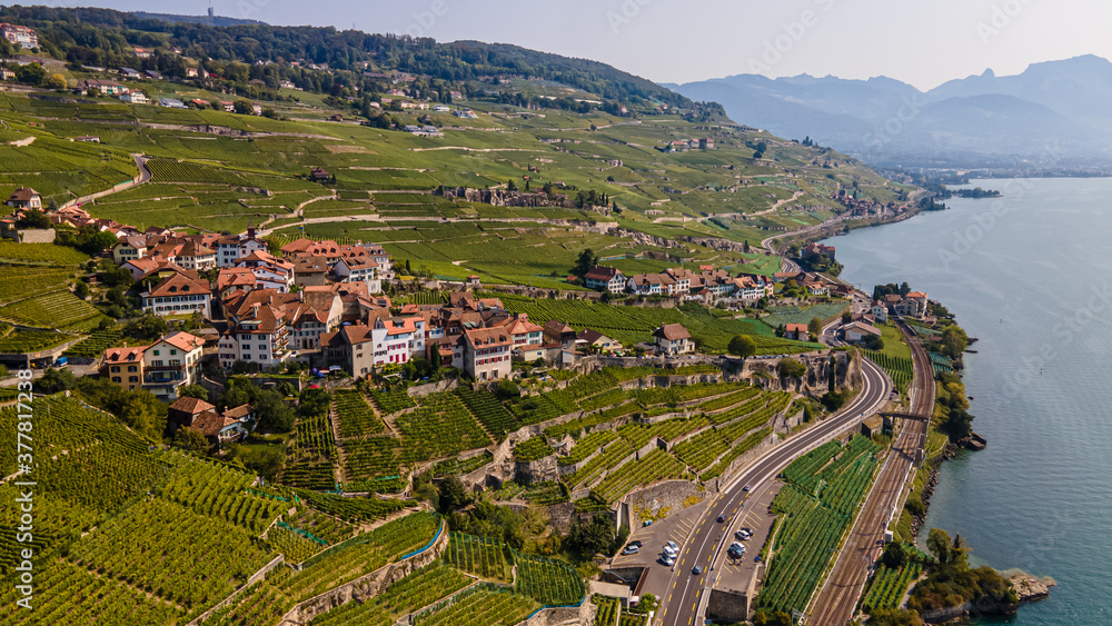 Pictures of Lavaux from above, Switzerland.
