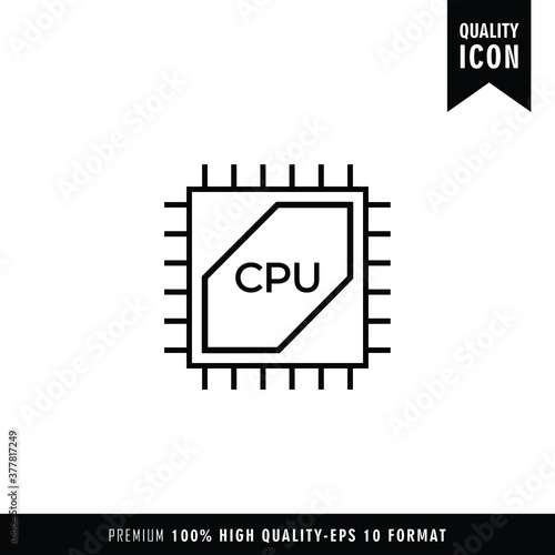 CPU black color of flat simple icon. Web apps security Kit illustration vector of the mobile application. The modern style of design. Line single minimalistic sign