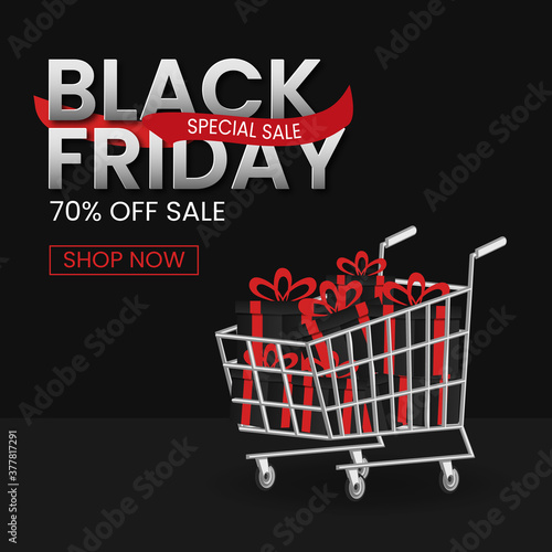 Black Friday sale banner concept. Vector Illustration