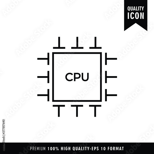 CPU black color of flat simple icon. Web apps security Kit illustration vector of the mobile application. The modern style of design. Line single minimalistic sign