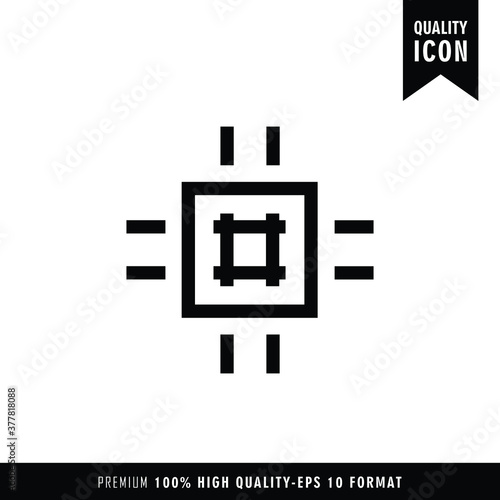 CPU black color of flat simple icon. Web apps security Kit illustration vector of the mobile application. The modern style of design. Line single minimalistic sign