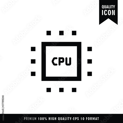 CPU black color of flat simple icon. Web apps security Kit illustration vector of the mobile application. The modern style of design. Line single minimalistic sign