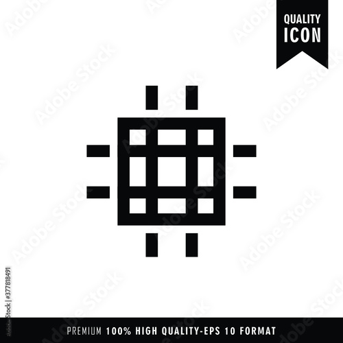 CPU black color of flat simple icon. Web apps security Kit illustration vector of the mobile application. The modern style of design. Line single minimalistic sign