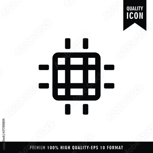 CPU black color of flat simple icon. Web apps security Kit illustration vector of the mobile application. The modern style of design. Line single minimalistic sign