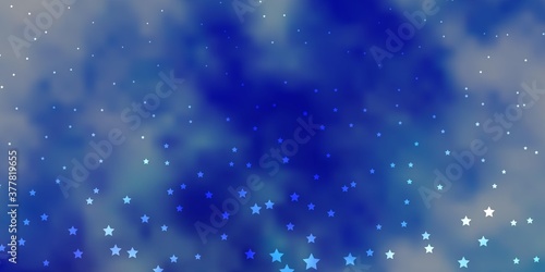Dark BLUE vector layout with bright stars. Decorative illustration with stars on abstract template. Best design for your ad, poster, banner.
