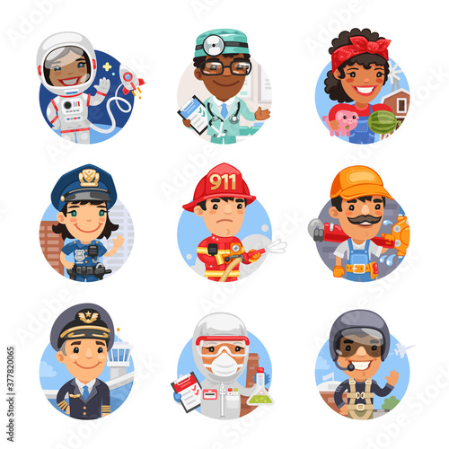 Cartoon People Avatars with Different Professions