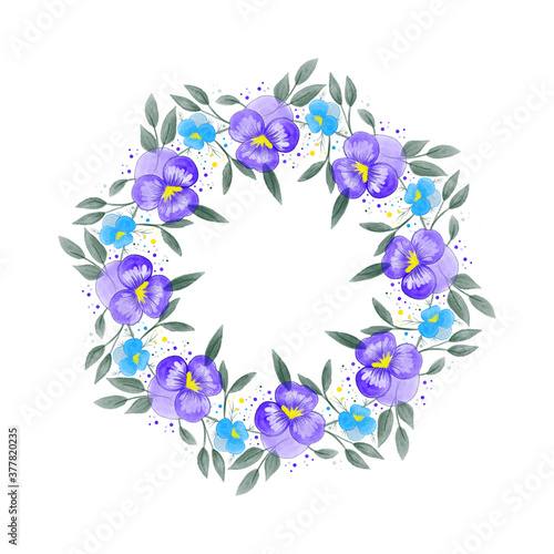 
Wreath with elegant blue violet flowers