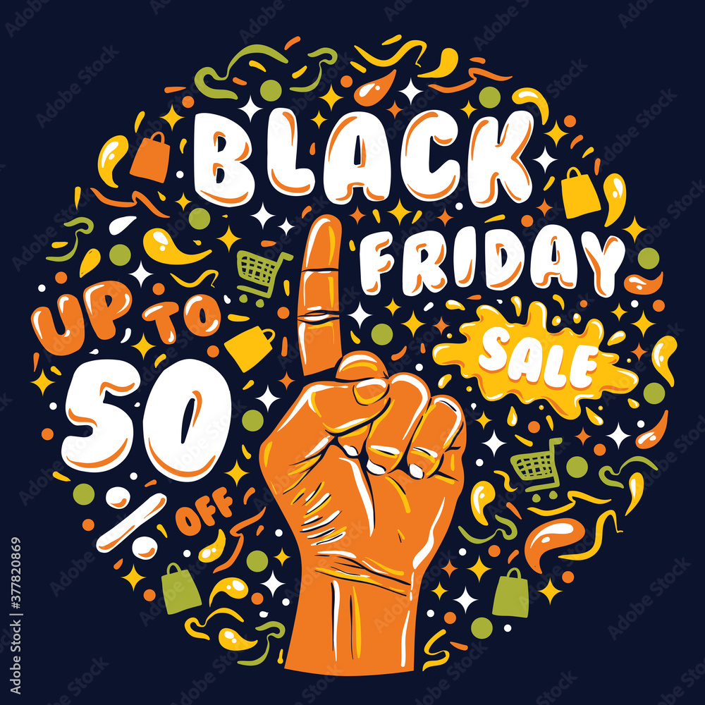 index finger illustration show black friday sale banner design template index finger illustration show black friday sale banner design template