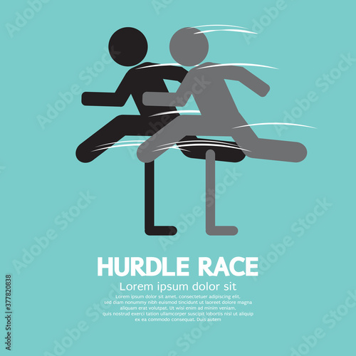 Hurdle Race Icon Black Symbol Vector Illustration.