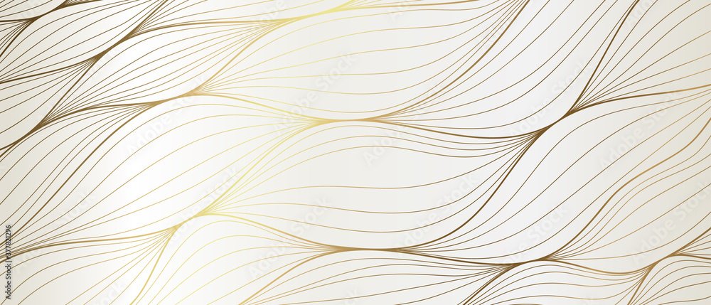 Luxury Gold line art wallpaper. Wall art background design for home decor, wallpaper, print, cover, website, packaging design. vector illustration. - obrazy, fototapety, plakaty 