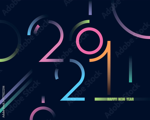 2021 happy new year card with gradient