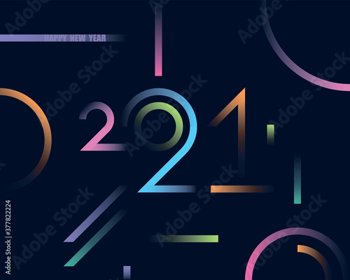 2021 happy new year template with gradient