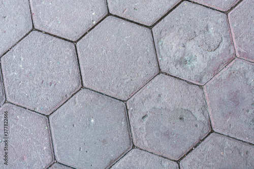 Gray stone pavement tiles, top view