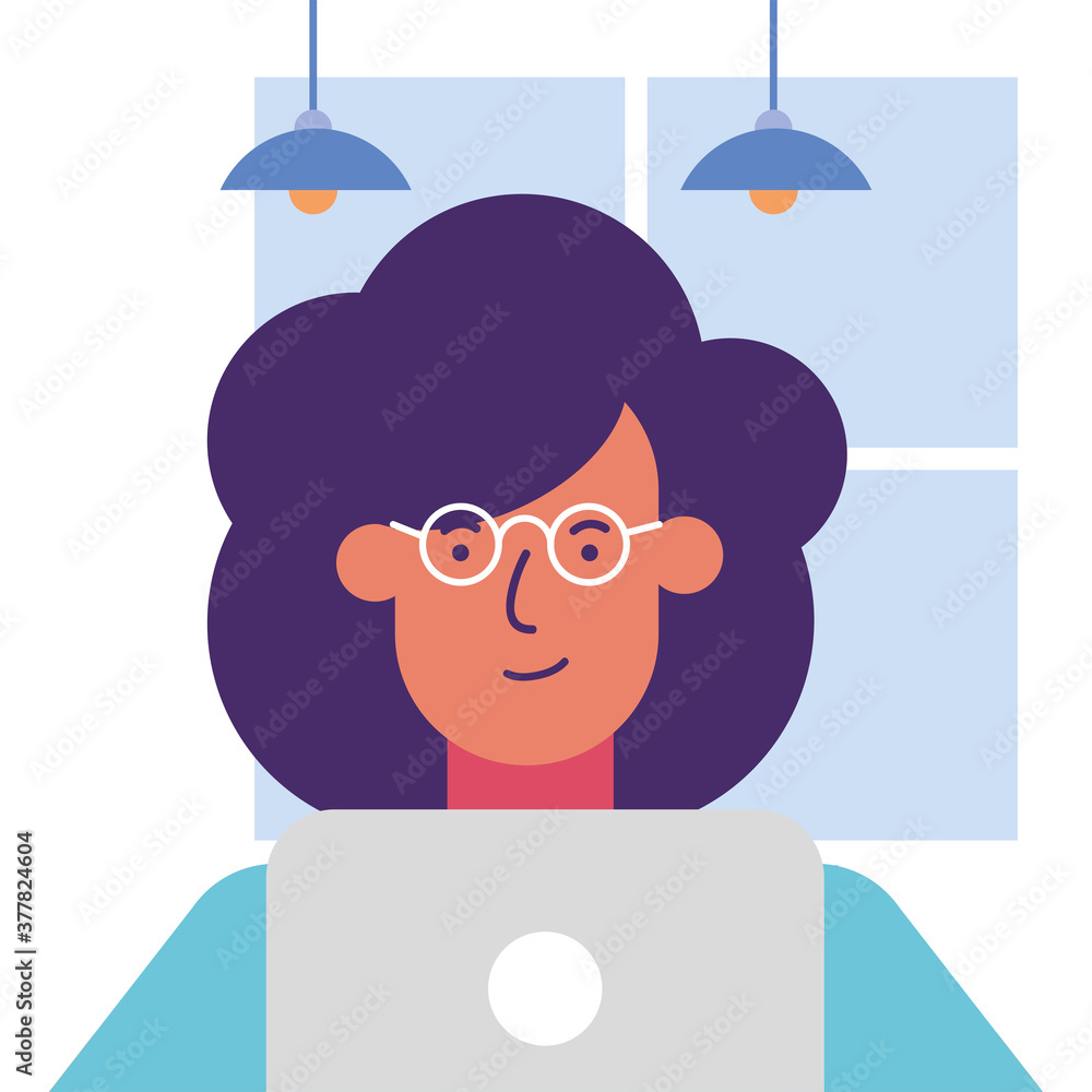 woman with laptop in the office vector design woman with laptop in the office vector design