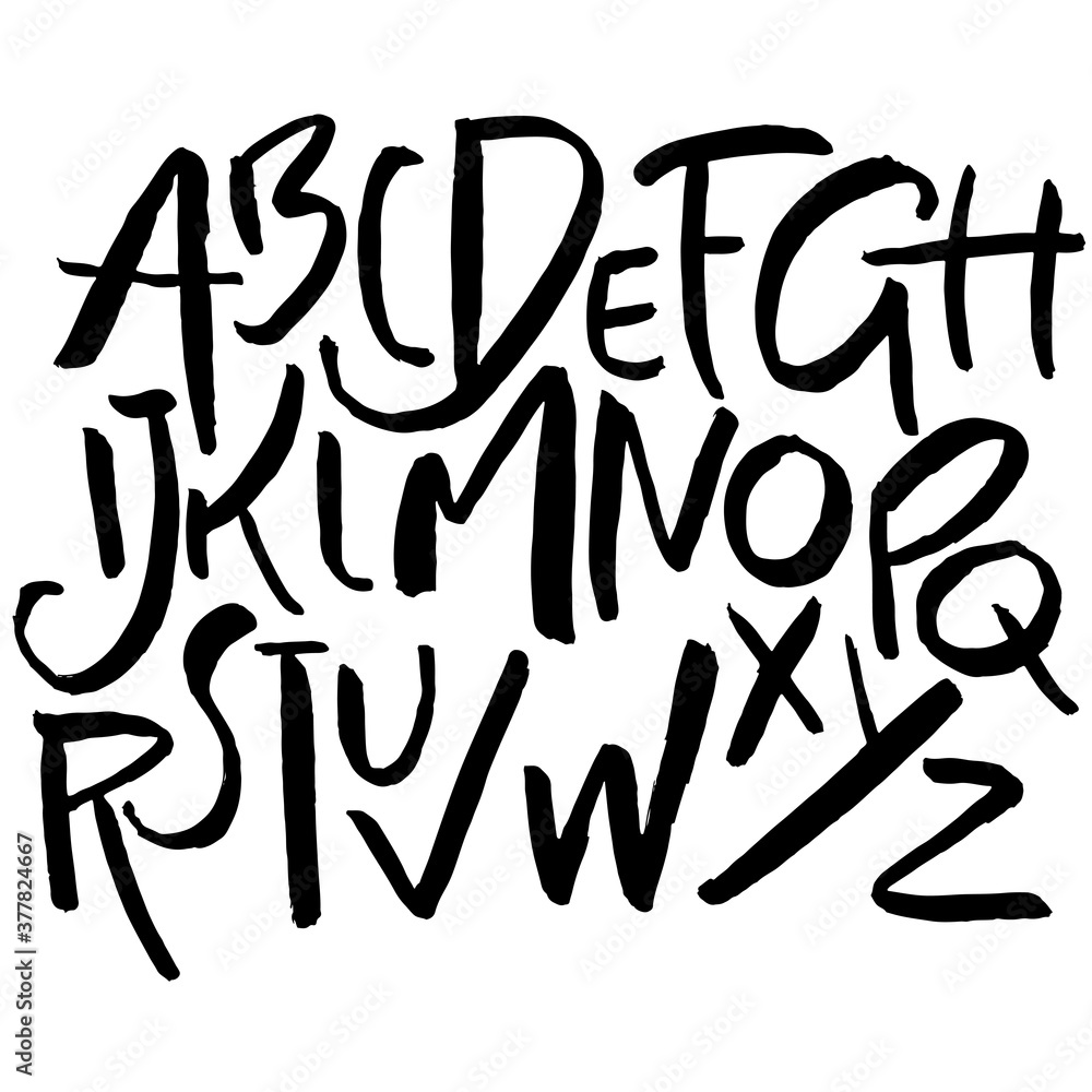 Simple alphabet letters. Handdrawn grunge modern ink font. Vector illustration. Simple alphabet letters. Handdrawn grunge modern ink font. Vector illustration.