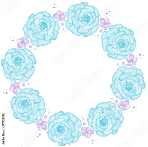 Wreath with blue and violet succulents
