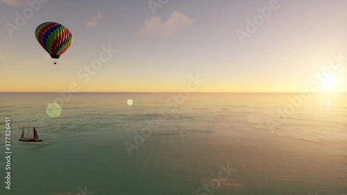 Commercial airplane flying in beautiful sky at sunset