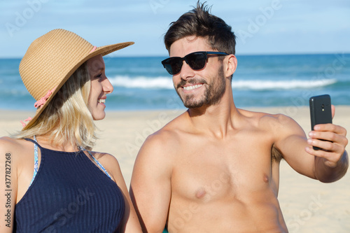 couple selfie at the beach