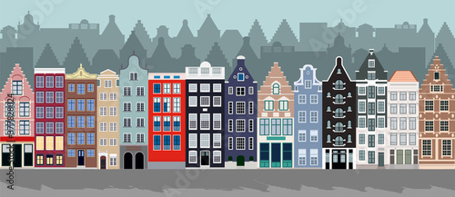 Old European Town Cityscape, Ancient Street and Buildings 