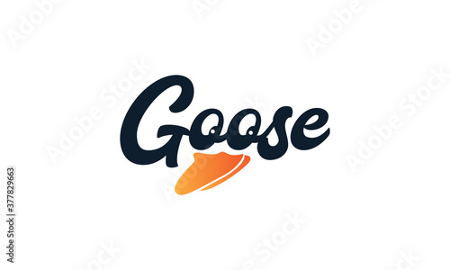 lettering goose with beak logotype vector icon illustration