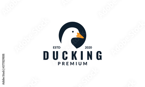 animal bird duck head circle modern logo vector icon illustration