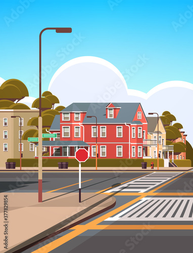 city facade buildings empty no people urban street real estate town exterior vertical vector illustration