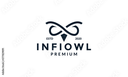 infinity eyes bird owl modern minimalist logo vector icon illustration