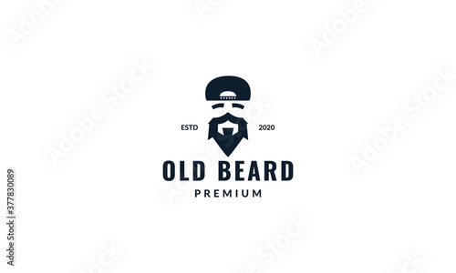 masculine beard with hat logo vintage style mascot logo vector icon illustration