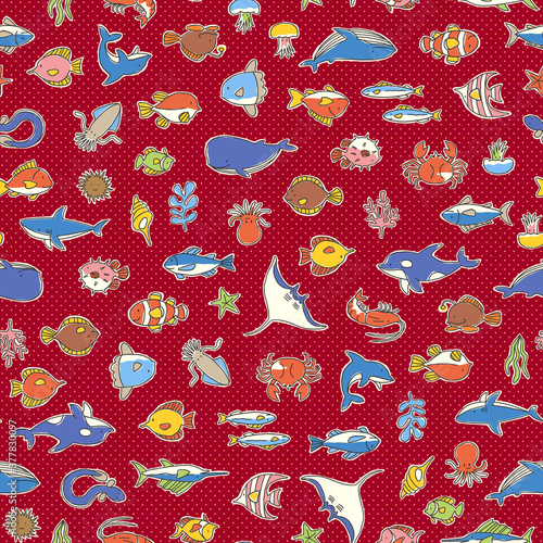 Seamless pattern of a pretty fish,