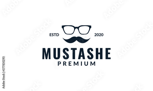 cool man masculine mustache with sunglasses logo vector icon illustration