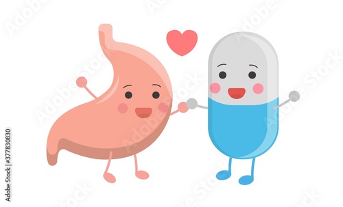 Human organs emoji action set, illustration icon cartoon character, vector flat design