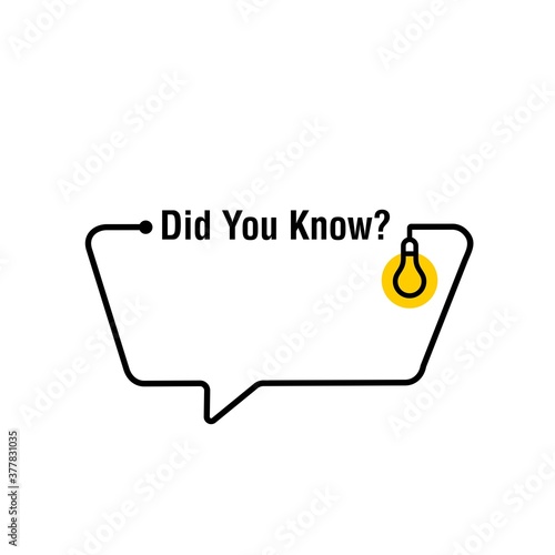 Did you know vector template post with idea bulb light icon for soicial media background, fun fact blank template fyi vector