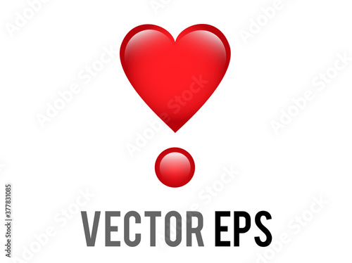 Vector love red glossy love heart exclamation mark icon, used for expressions of passion, romance