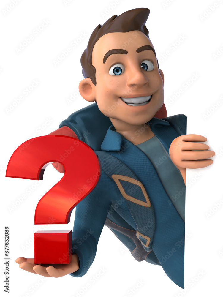 Fun illustration of a 3D cartoon backpacker Fun illustration of a 3D cartoon backpacker