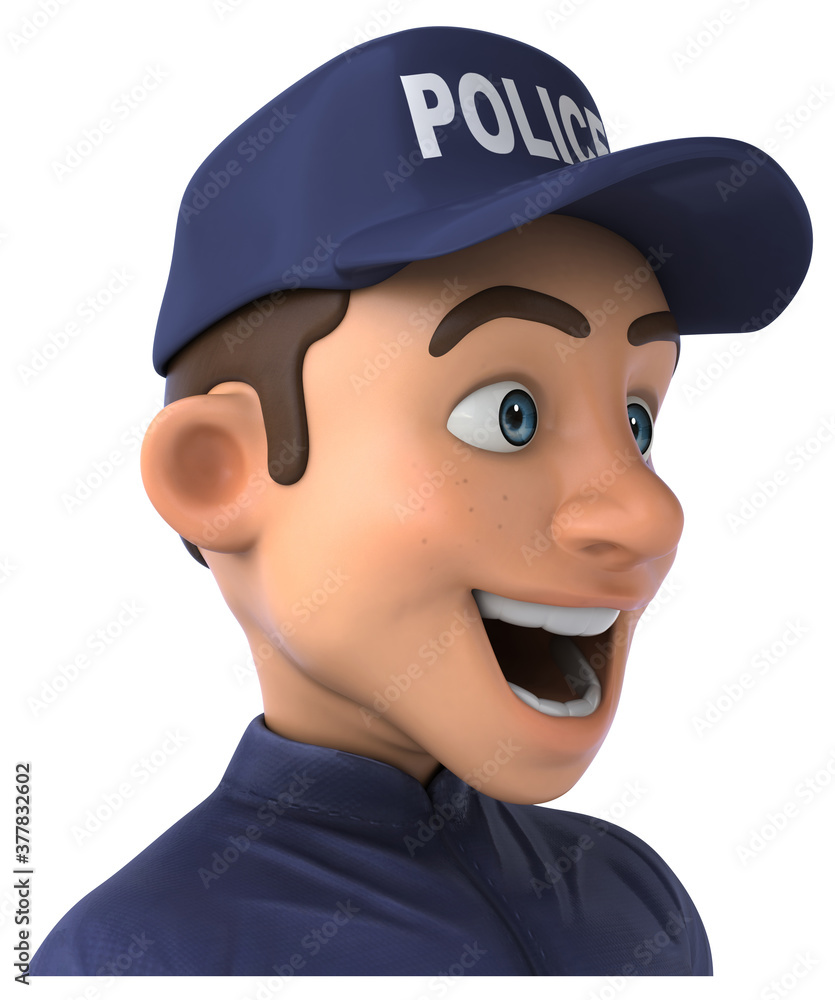 Fun 3D illustration of a cartoon Police Officer Fun 3D illustration of a cartoon Police Officer