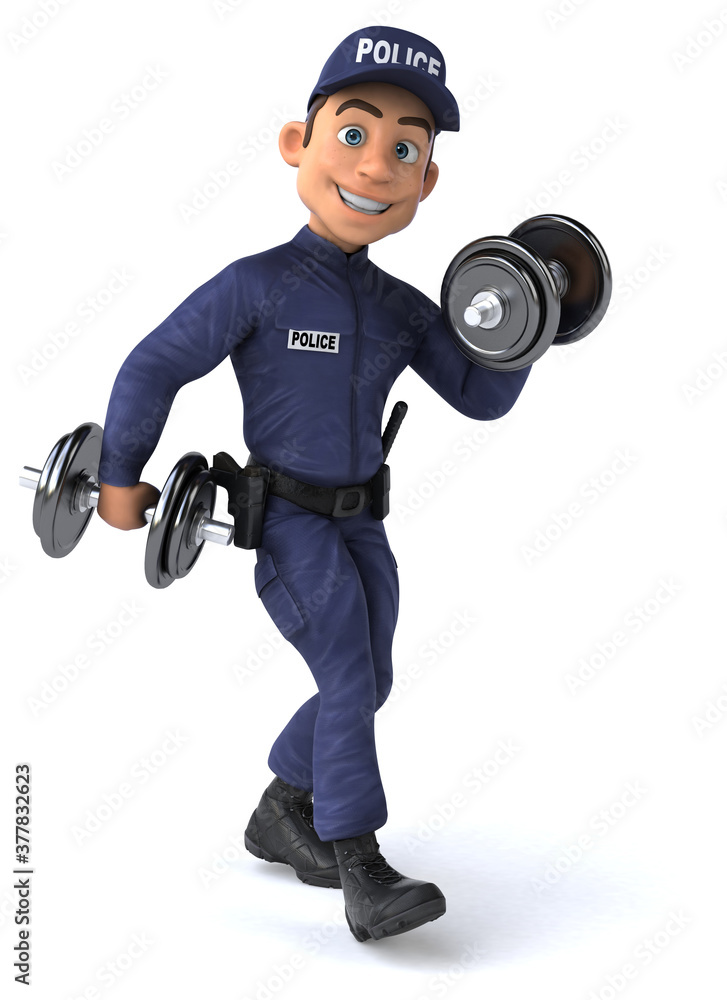 Fun 3D illustration of a cartoon Police Officer Fun 3D illustration of a cartoon Police Officer