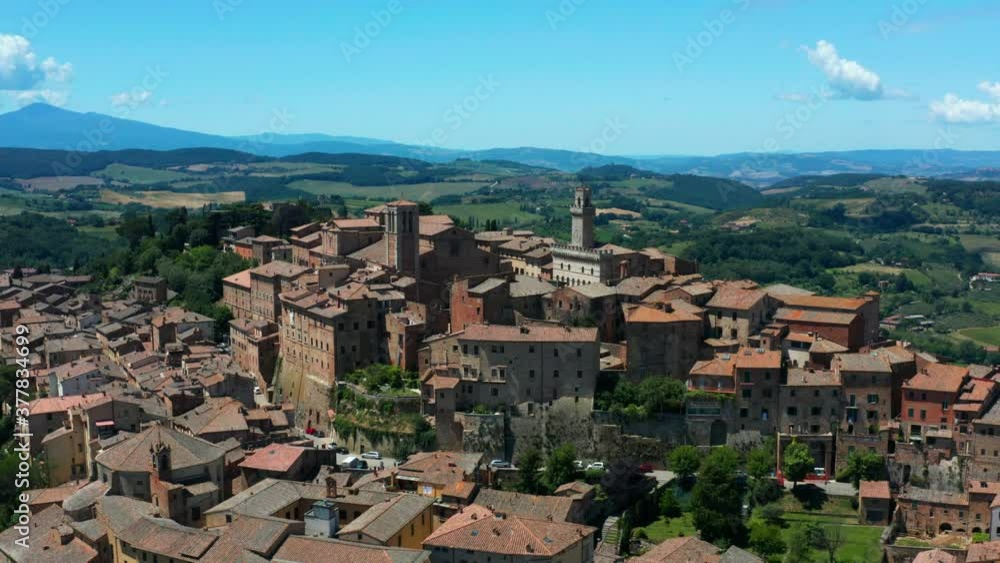 Aerial view of Montepulciano Italian Hilltop Town Aerial view of Montepulciano Italian Hilltop Town