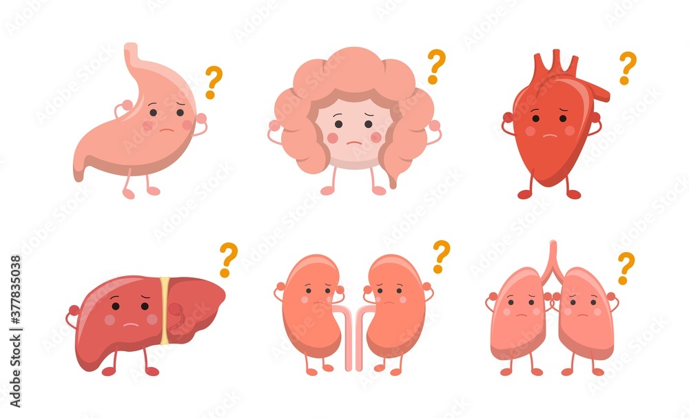 Human organs emoji action set, illustration icon cartoon character, vector flat design Human organs emoji action set, illustration icon cartoon character, vector flat design