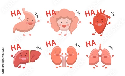 Human organs emoji action set, illustration icon cartoon character, vector flat design